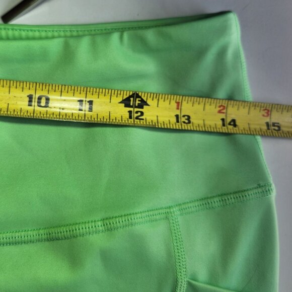 CVG Leggings neon green Pockets exercise pants athletic capri women Medium - Picture 3 of 4